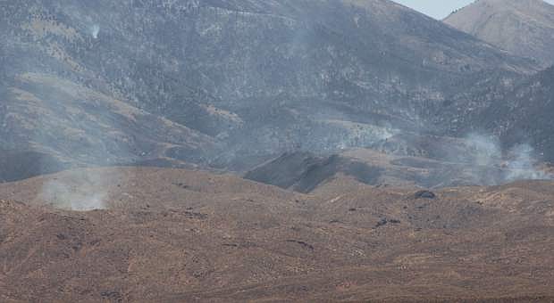 Motorists can see pockets of smoke on the Naval Air Station Fallon side of the Bravo 17 Training Range.