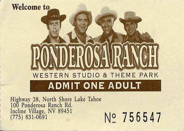 The souvenir ticket from the Ponderosa when it was operational.