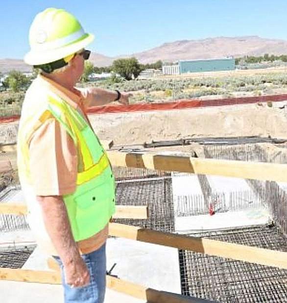 Jim Morris looks over the Waste Water Treatment Plant project last year.