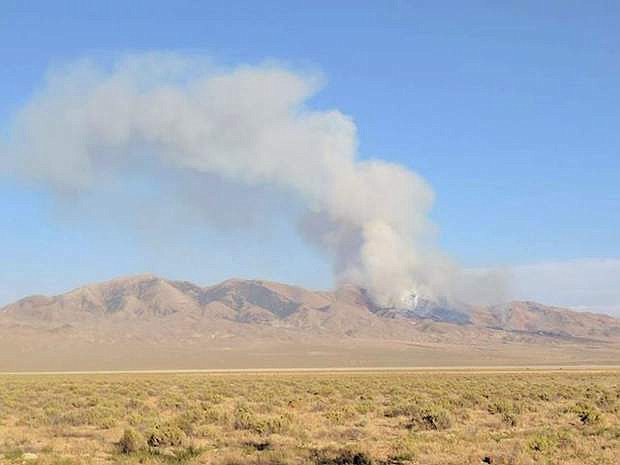 A fire broke out south of Fairview Peak Wednesday afternoon on the Navy&#039;s Bravo 17 training range.This photograph was taken at 7:16 p.m.