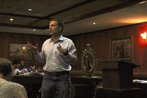 Attorney General Adam Laxalt shares the latest from his office with a crowd of about 40 at Stockman&#039;s Steakhouse. The Rotary Club luncheon was open to the public and featured a few AG Office speakers, part of Laxalt&#039;s second annual informative &quot;AG for a Day&quot; tour.