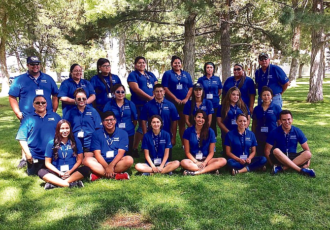 Young members of the Western Shoshone who participated in a recent Barrick internship program pose for a picture.
