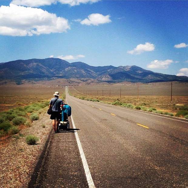 Traveling from New York, duo Abby Bongaarts and Dan Finnegan approach Austin, Nev. August 16.