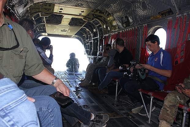 Inside of a Nevada National Guard Boeing CH-47 Chinook helicopter