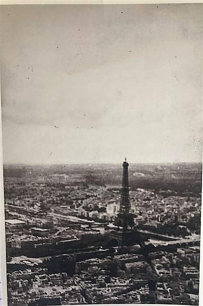 Jack Hill&#039;s photo of the Eiffel Tower in Paris during his five hour post-war test flight in the Douglas A-26.