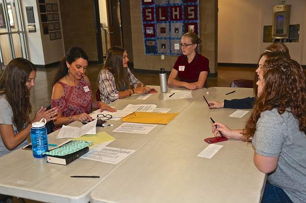 Ms. Going leads a discipleship class Friday at Sierra Lutheran.