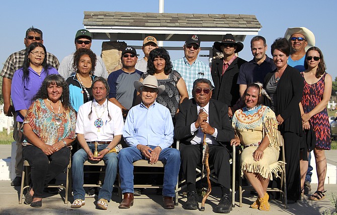 Members of the Fallon Paiute-Shoshone Tribe, back row, from left: Joey Allen, Scott Downs, Steven Stirniman, Ted Howard, Terry Gibson Jr., Brian Chestnut and Ray Allen; second row, from left: Leslie Steve, Michon Eben, Steve Austin, Laura Ijames, Yvonne Mori and Beth Baldwin; front row, from left: Donna Cossette, Armand Menthorn, Alvin Moyle, Ashley George and Rochanne Downs.