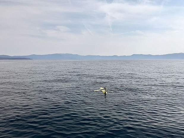 The glider as it began to dive down into Lake Tahoe on Aug. 4.