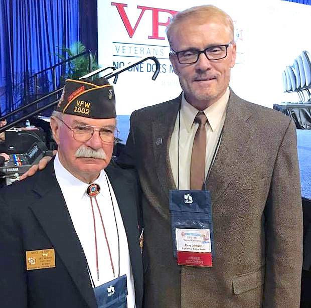 Mike Terry, left, who organize S the local teacher of the year program for the Veterans of Foreign Wars Post 1002 in Fallon, accompanied Churchill County High School teacher Steve Johnson to the national VFW convention in New Orleans, La. Johnson is this year&#039;s VFW Teeacher of the Year for grades 9-12.