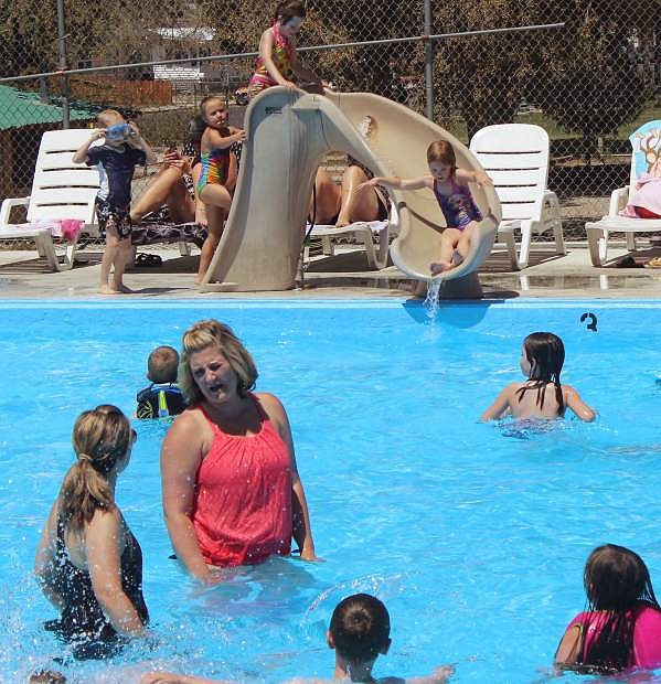 The city pool was a popular place Monday afternoon as temperatures soared to 102.