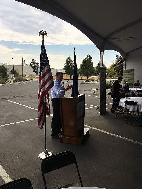 Governor Brian Sandoval at the opening of Yerington&#039;s produce cooling plant.