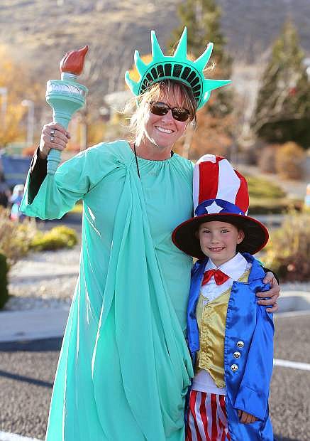 Annette Donnelly and her son Seth, 6, attend the Spooktacular event on Monday.