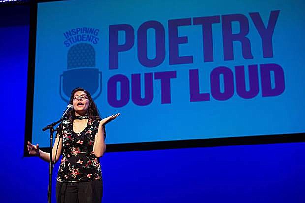 Nevada Poetry Out Loud champion Gabrielle Hunt of Yerington recites a poem in the 2017 National Finals in Washington, D.C.