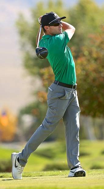 Eddie Olson of Aptos, Ca. tees off on the third Wednesday at Dayton Valley Golf Course.