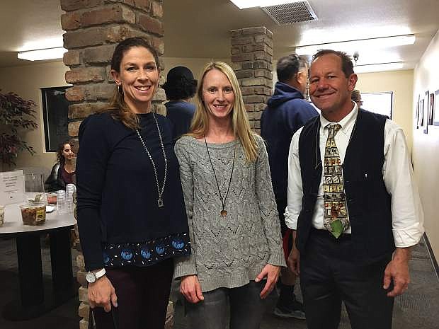 From left: Malaynia Wick, Kelley Yost, Michael Malley, some of the artists featured at the Community Development Building in Carson City.