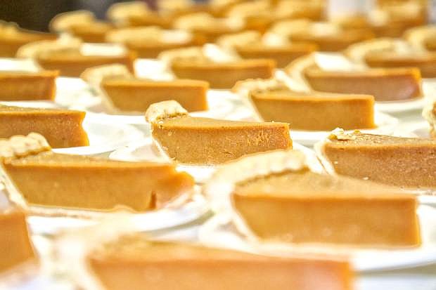 Slices of pumpkin pie waiting to be consumed at the Carson Nugget Thursday.