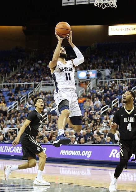 Nevada&#039;s Cody Martin floats up to the basket against Idaho at Lawlor Events Center on Friday.