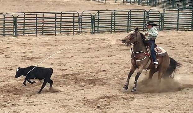 Jarrett Peek participates in the breakaway during a rodeo in Spanish Springs.