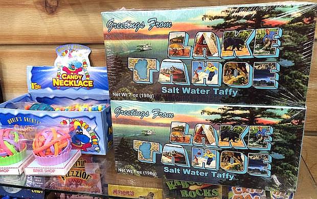 &quot;Greetings From Lake Tahoe&quot; salt water taffy is available, among other locations, at this Powder House Ski &amp; Snowboard shop at The Gondola at Heavenly Village on the South Shore.