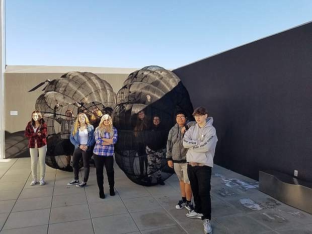 Students from Pioneer High School perused art at the Nevada Museum of Art in Reno on Dec. 6.