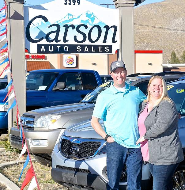 Husband and wife Ron Wilson and Nicole Merrin are the owners of Carson Auto Sales on North Carson Street.