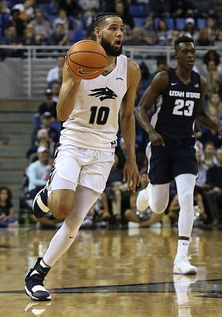 Caleb Martin in action Saturday against Utah State. On Wednesday, Martin led all scorers with 24 points in Nevada&#039;s win at San Jose State.