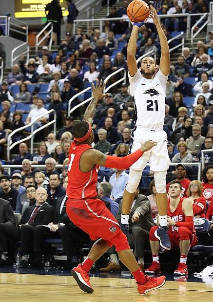 Kendell Stephens goes up for a shot in a recent game against New Mexico at Lawlor Events Center.