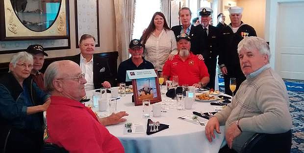 Attendees of the RSVP Brunch included: Clockwise from front left to right, Bruce Bertram, Sharon Swanson, Ben Swanson ,Carl Snoock, George Howard, Tom Spencer and Darrol Brown. Back, left to right, Brandi King, Mayor Bob Crowell, Ted Hanson and Don Bemis.