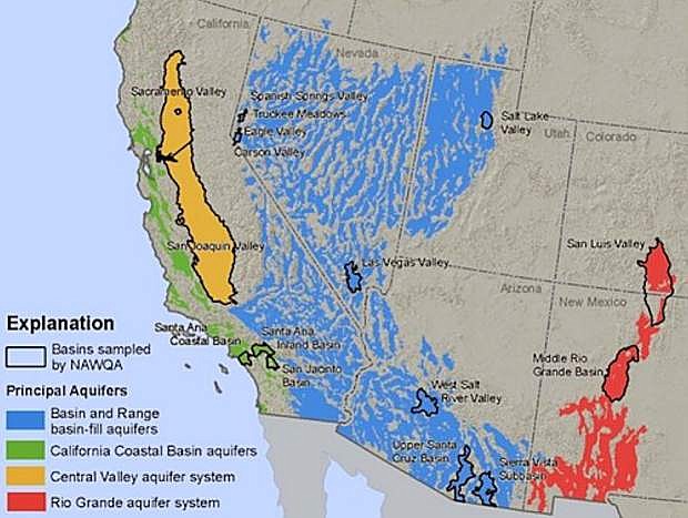 A regional assessment shows groundwater quality in the Great Basin and Range, Rio Grande, Coastal Basins and Central Valley Aquifer Systems of the Southwestern United States.