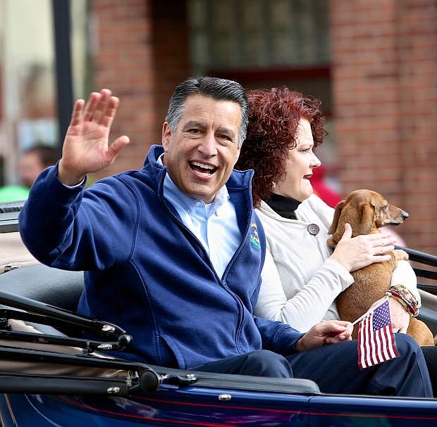 Nevada Governor Brian Sandoval with his wife Kathleen, 2016 Nevada Day parade.
