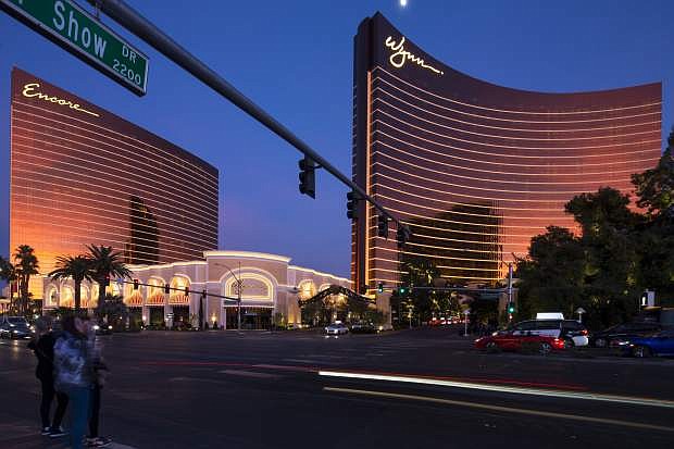 Steve Wynn&#039;s properties Encore, left, and Wynn Las Vegas, right, as seen on the Vegas Strip on Jan. 27.