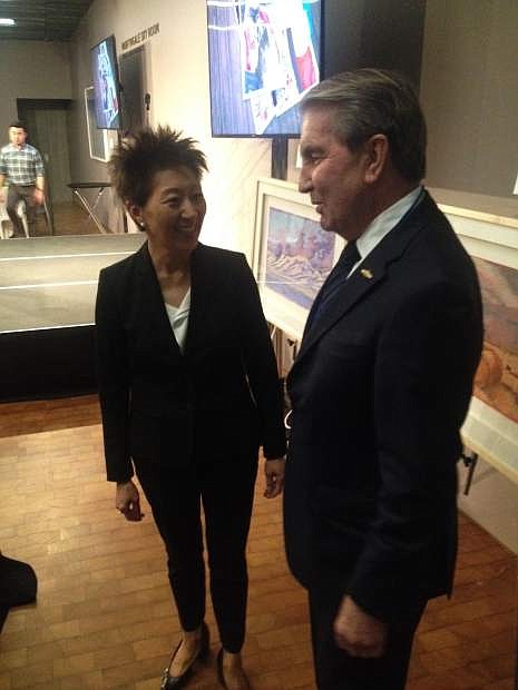 Chairwoman Jane Chu with Carson City Mayor Robert Crowell at the Nevada Museum of Art on March 9, 2017.