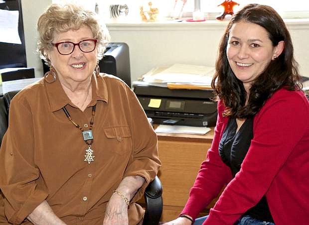 Florence Phillips and her volunteer administrative assistant Anna Torres pose for a photo Thursday in Carson City.