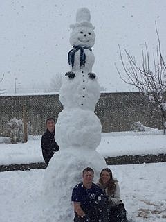 Dallin, Austin and Kendall built this massive snowman during their snowday on Friday. 