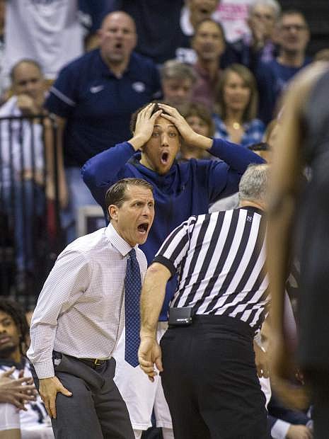 Nevada head coach Eric Musselman is furious after a referee&#039;s foul call in Friday&#039;s game against San Diego State.