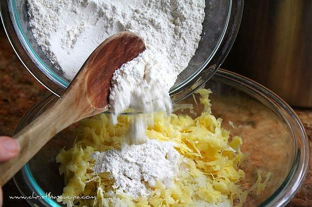 Mixing the batter.