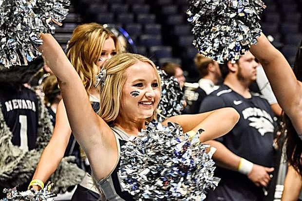 Kelly Canfield cheers on Nevada earlier this season.