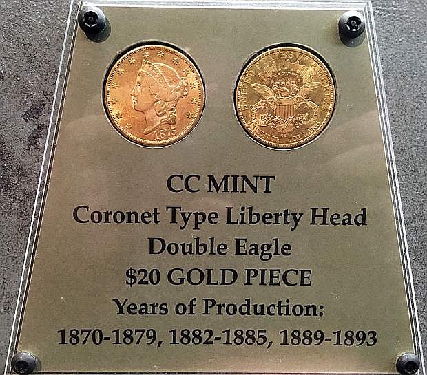 This pair of Liberty $20 gold pieces minted at the U.S. Branch Mint in Carson City are among the hundreds of coins on display at the Nevada State Museum. The museum, in cooperation with the Reno Coin Club, will be celebrating National Coin Week on April 20.