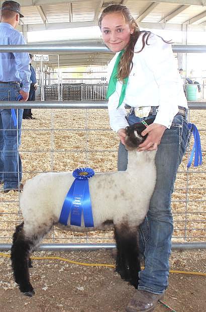 Hall Hancock of Fallon received a bye ribbon for first place int he Spring Ewe Lamb class at the Churchill County Junior Livestock Show and Sale.