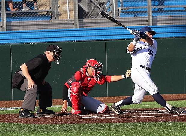 Kaleb Foster (32), who played for Douglas High School, had two hits Saturday against New Mexico.