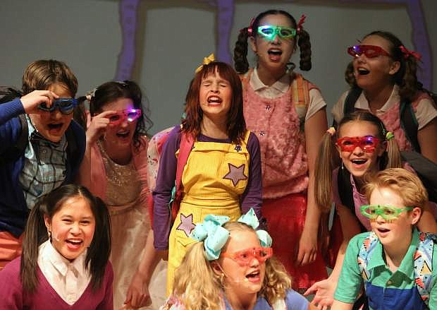 Cast members for Junie B. Jones, Jr. The Musical rehearse on Monday night.
