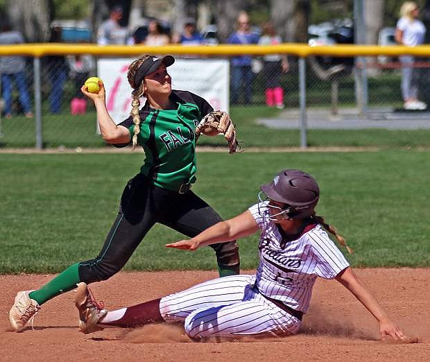 Fallon senior Stacey Kalt turns to fire to first in Fallon&#039;s win over Elko on Saturday.