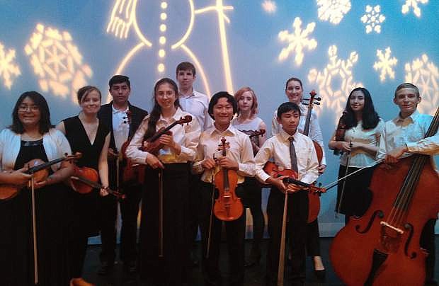 The Carson City Symphony youth strings advanced student ensemble, STRAZZ, is pictured at the Community Center in December. The ensemble will play in a free concert on Thursday.