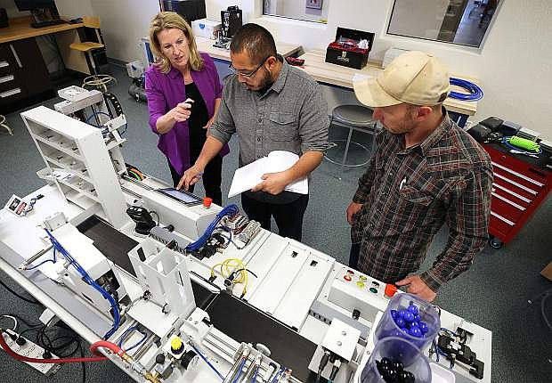 Emily Howarth, left, an Electronics and Industrial Technology professor at Western Nevada College, will oversee mechatronics technician training sessions June 18-29 and Aug. 6-17 at Western Nevada College.
