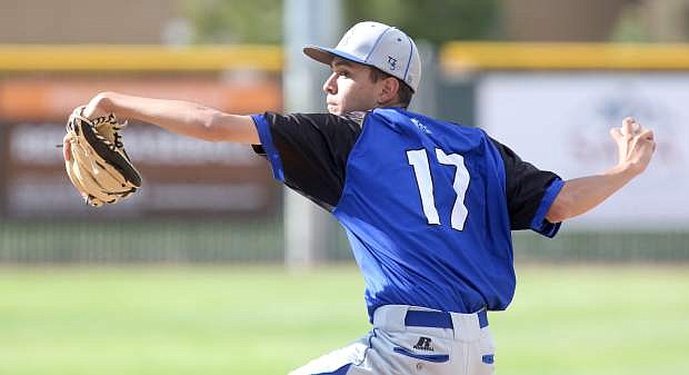 Hayden Hudson delivers a pitch in a playoff game against Reno on Tuesday.