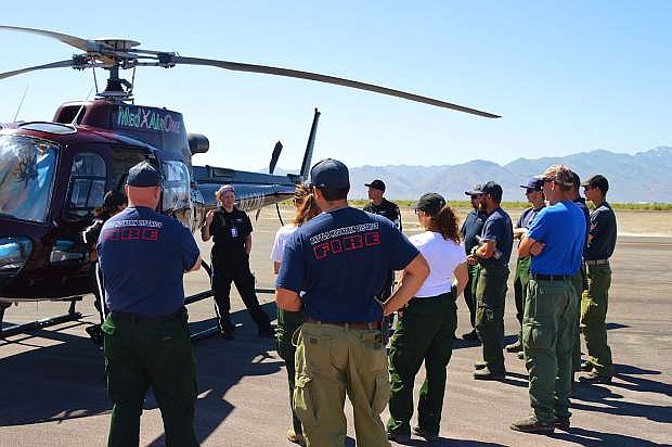 Both MedX and CareFlight brought aircraft to Battle Mountain for the training and taught students how to safely work around their resources during a medical emergency.