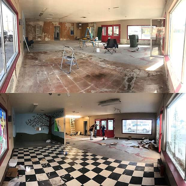 Bottom picture shows before the consturction of Churchill Auto Sales on 270 West Williams Avenue, with top picture showing during.