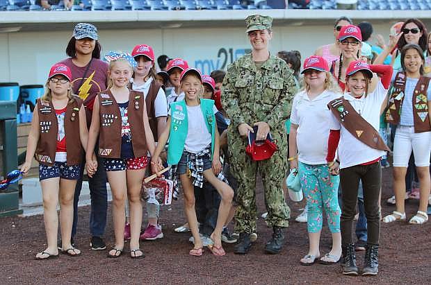 Inaddition to recognizing the military, the Reno Aces recognize area Girl Scouts including Troop 535 from Fallon.