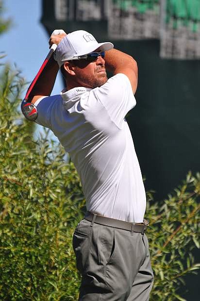 Mark Mulder holds his backswing in a round leading up to the 2017 American Century Championship.