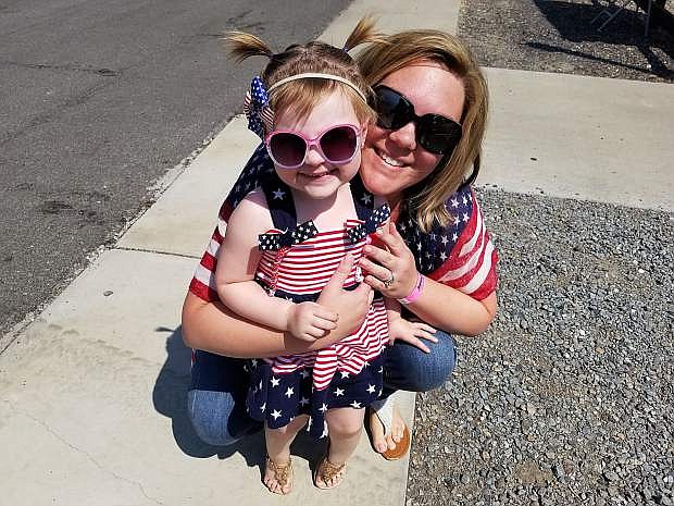 Madison Jarvis and her mom Angelynn were all dressed up and ready to ride the trains at the Nevada State Railroad Museum&#039;s Fourth of July celebration.